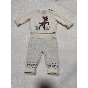 Janie & Jack Disney SweaterPant Match Set Unisex 3-6 Months Bambi Baby Set Ivory
